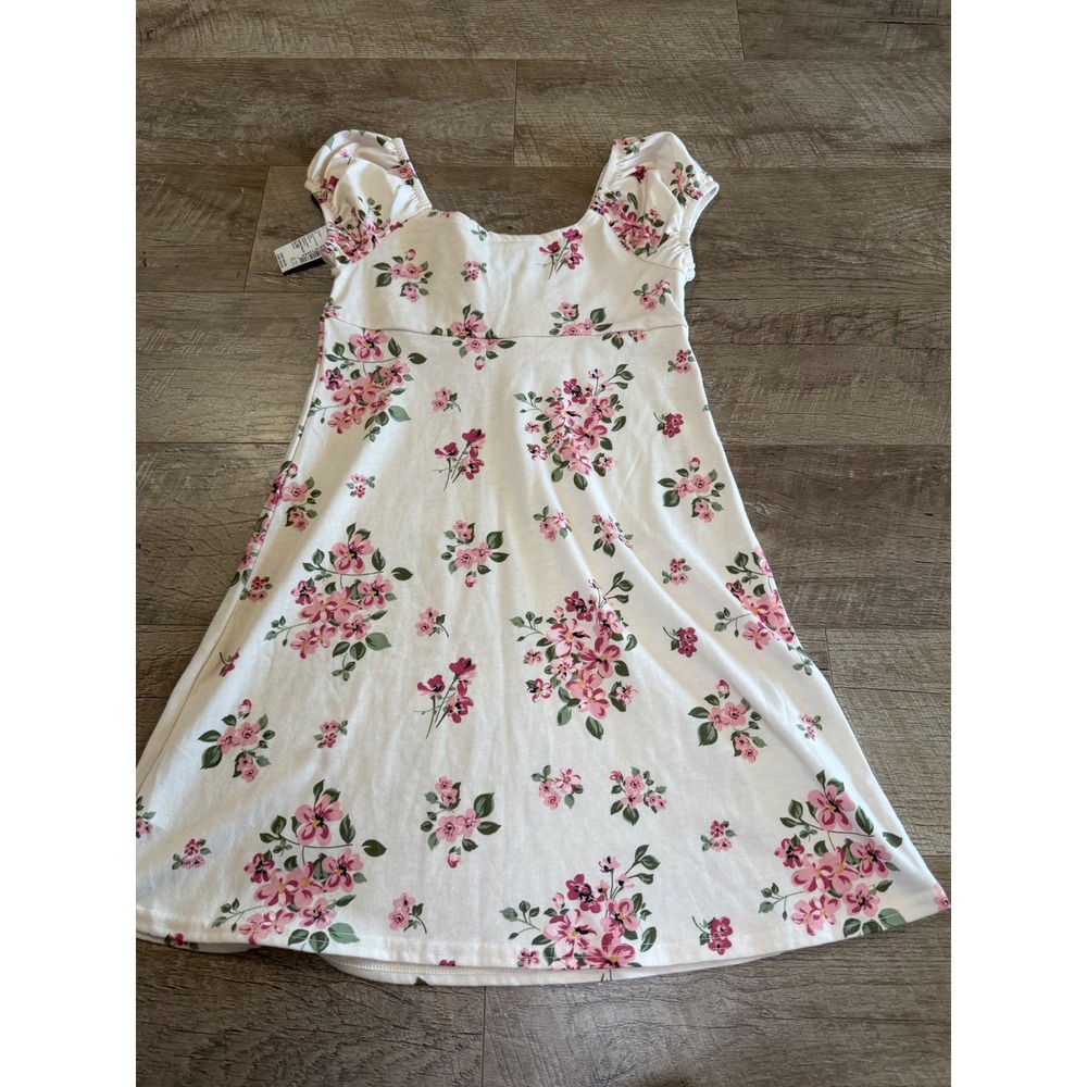 The Children's Place Girl's Floral Dress Pink White Puff Sleeve Size L 10-12 NEW - Picture 5 of 5